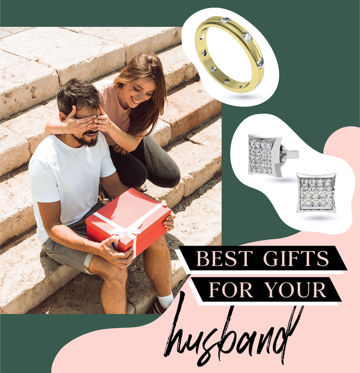 Girl gifting boy while closing his eyes