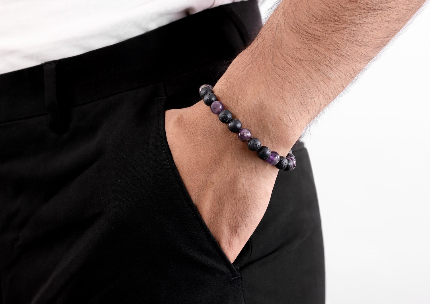 Amethyst & Lava Energy Bracelet
