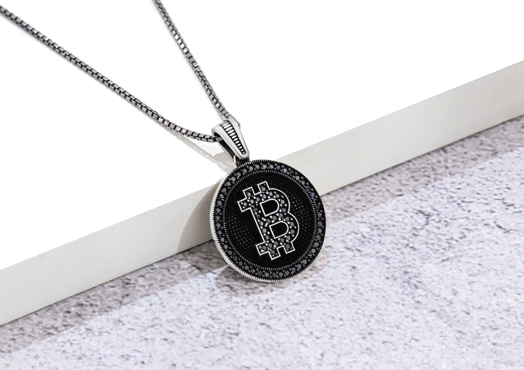 Black Iced Bitcoin Pendant By Orionz Jewels