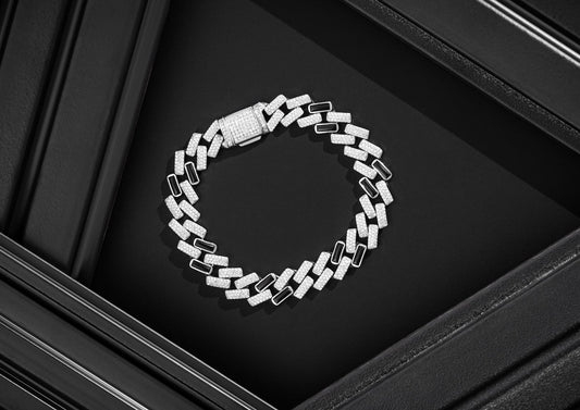 Black Iced Cuban Link Bracelet For Men By Orionz Jewels