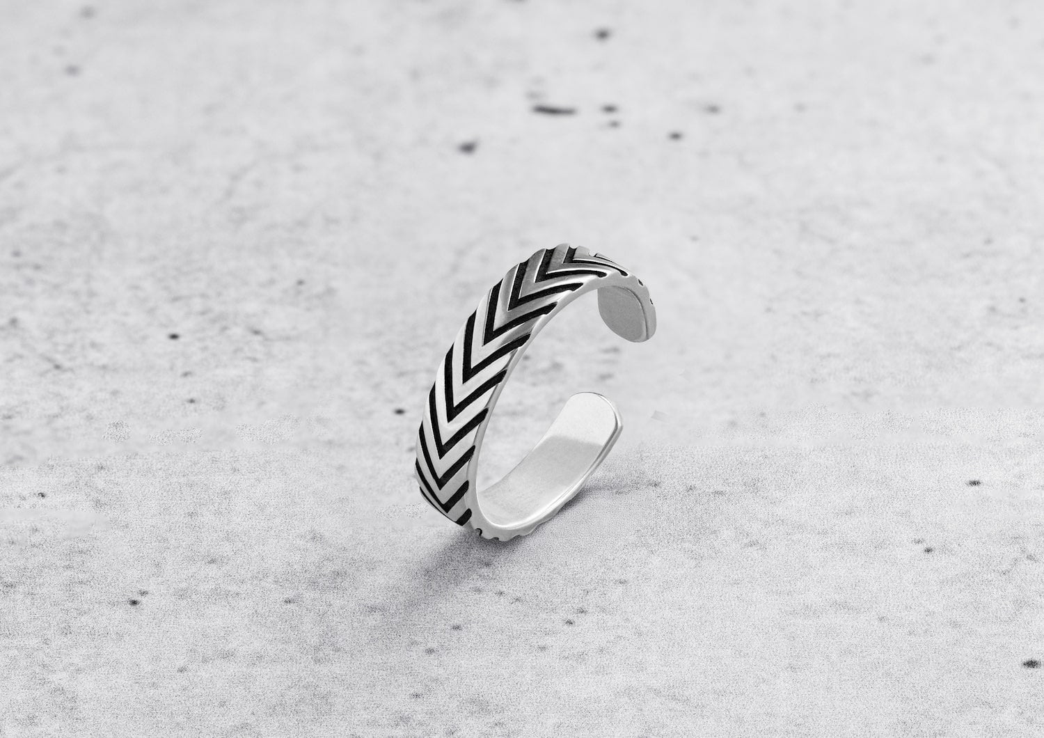 Chevron Edge Silver Ring