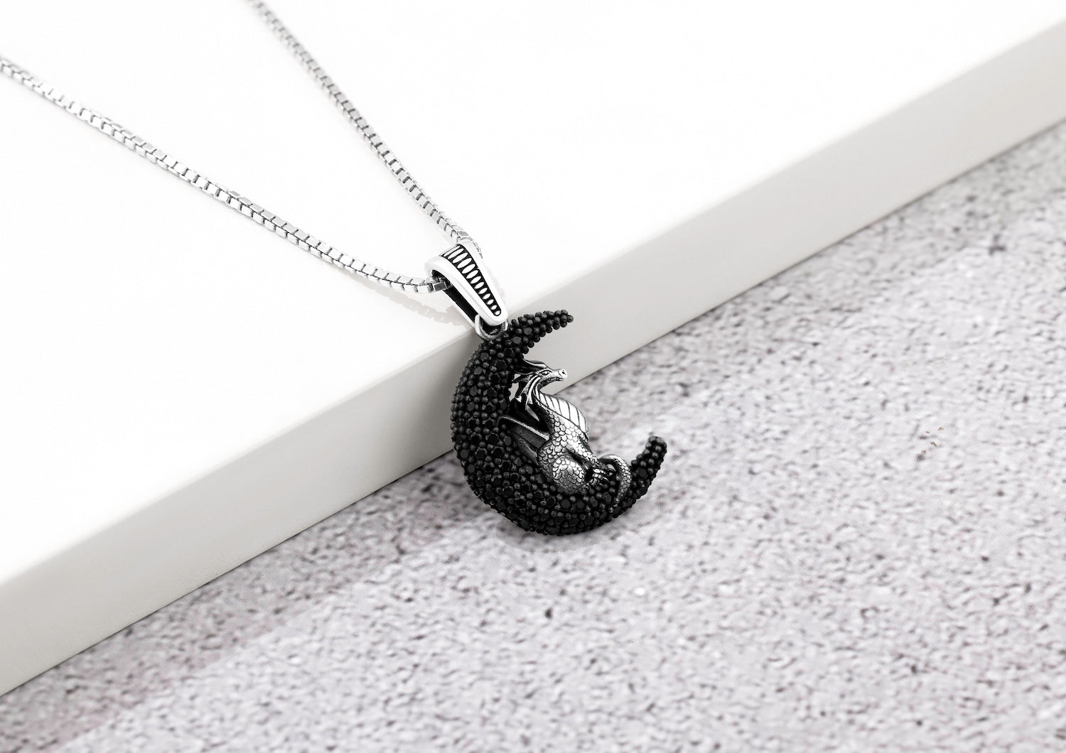 Dragon Moon Silver Pendant And Locket For Men By Orionz Jewels