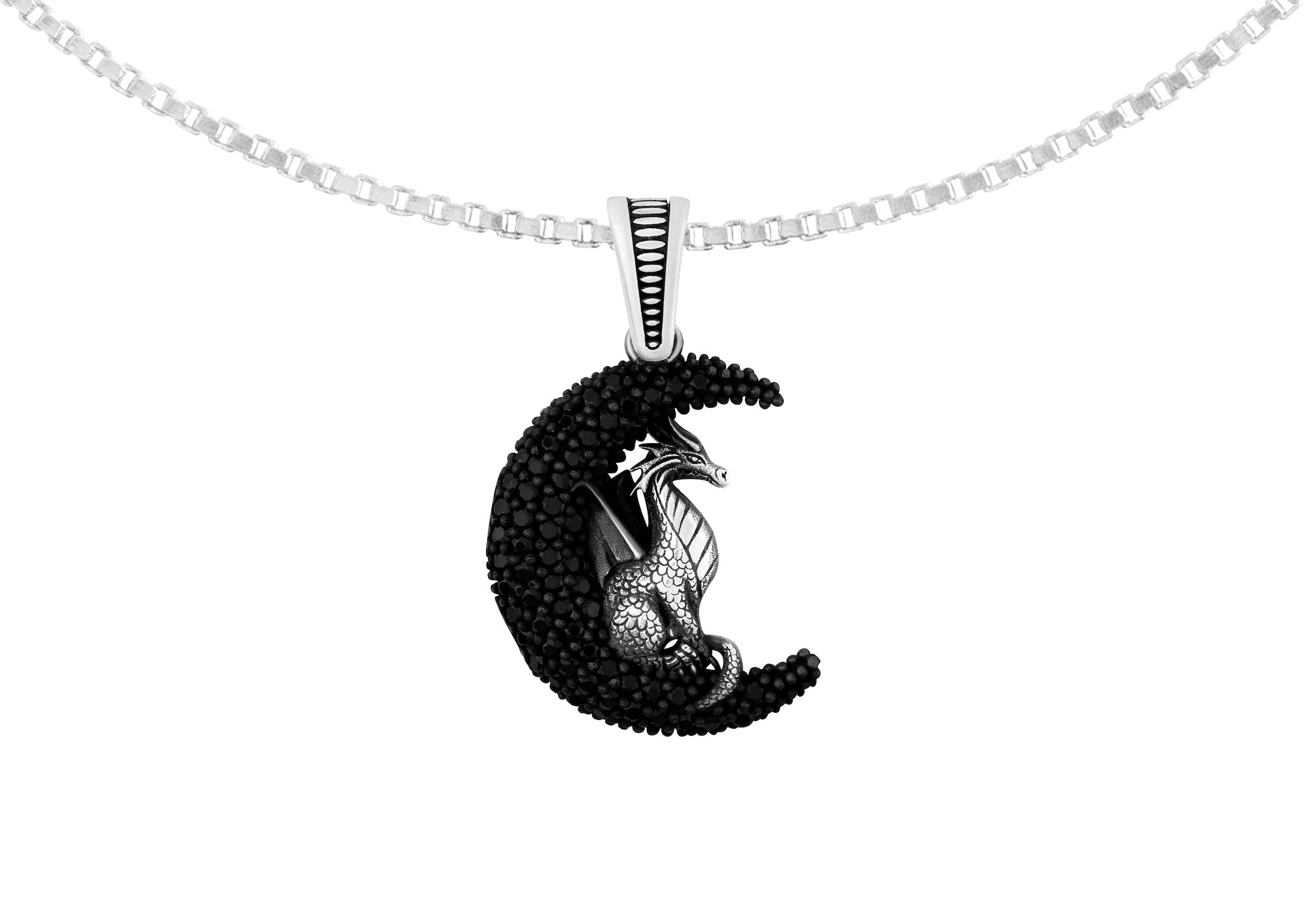 Dragon Moon Silver Pendant And Locket For Men By Orionz Jewels