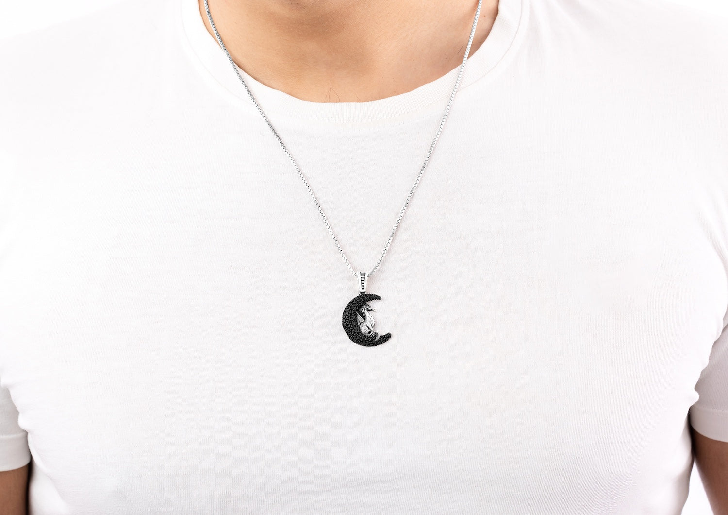 Dragon Moon Silver Pendant And Locket For Men By Orionz Jewels