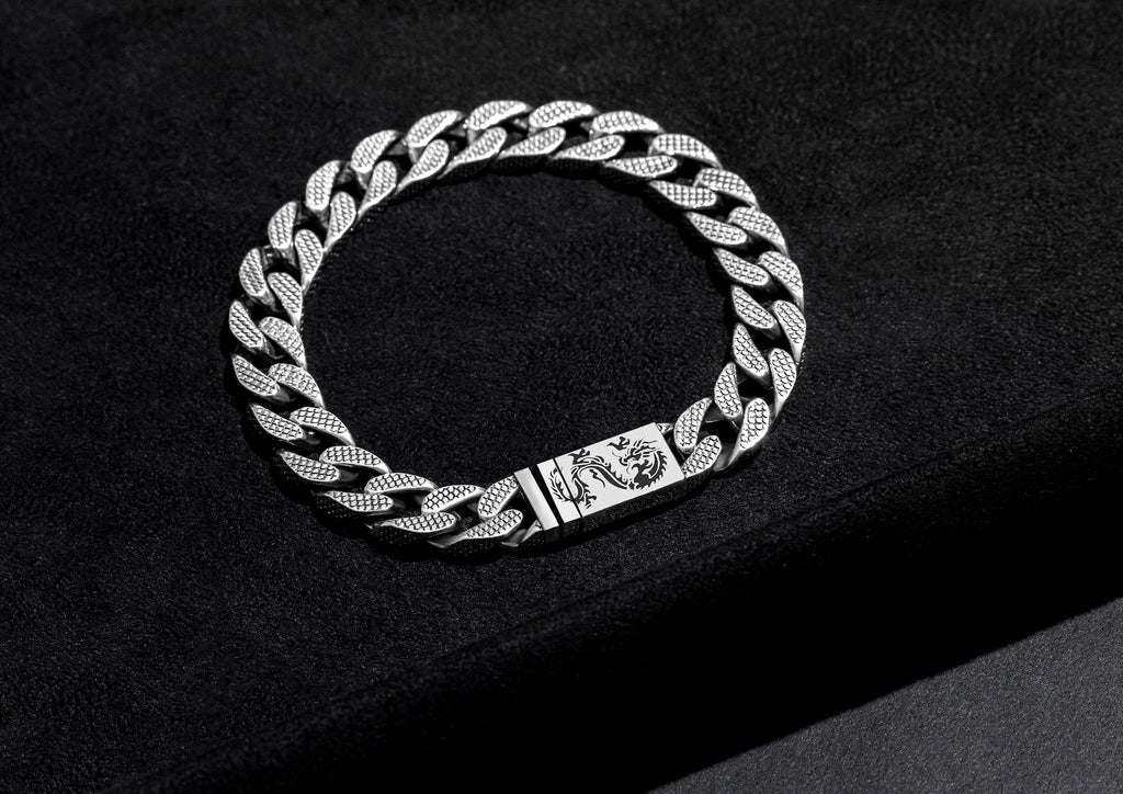 Dragon Textured Cuban Link Bracelet For Men By Orionz Jewels 1