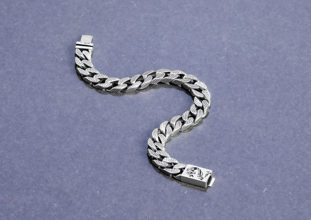 Dragon Textured Cuban Link Bracelet For Men By Orionz Jewels 2