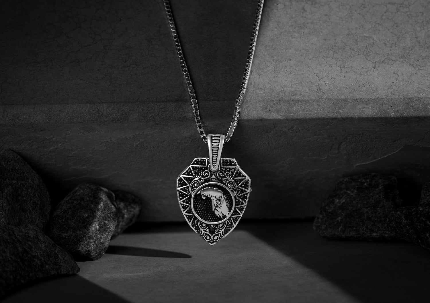 Eagle Shield Silver Pendant And Locket For Men By Orionz Jewels