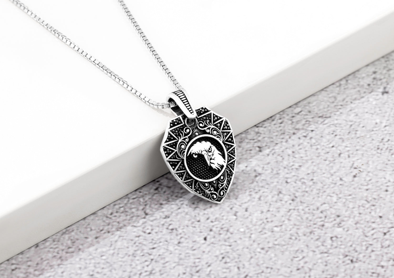 Eagle Shield Silver Pendant And Locket For Men By Orionz Jewels