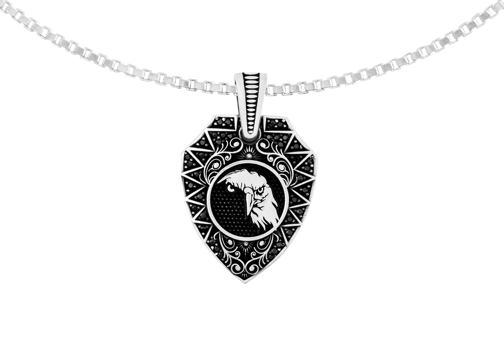 Eagle Shield Silver Pendant And Locket For Men By Orionz Jewels