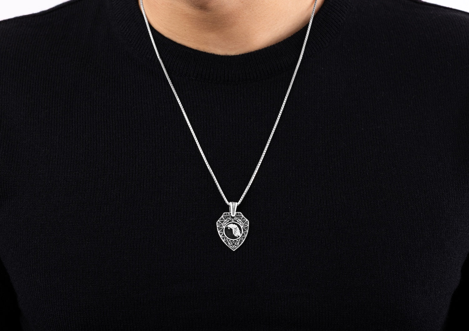Eagle Shield Silver Pendant And Locket For Men By Orionz Jewels