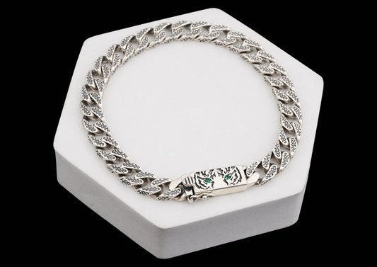 Eye Of The Tiger Men Silver Bracelet By Orionz Jewels
