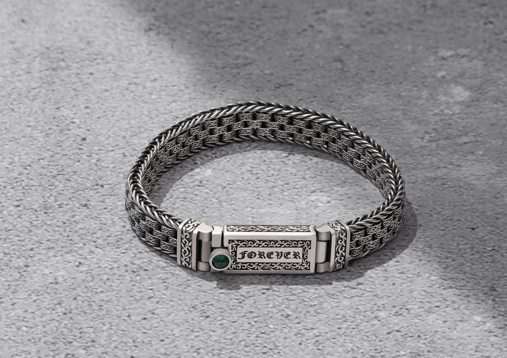 Forever Yours Oxidised Bracelet For Men By Orionz Jewels