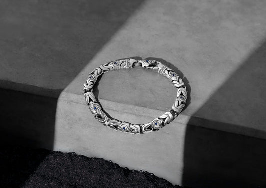 Hexa Crown Bracelet For Men In Blue Stone