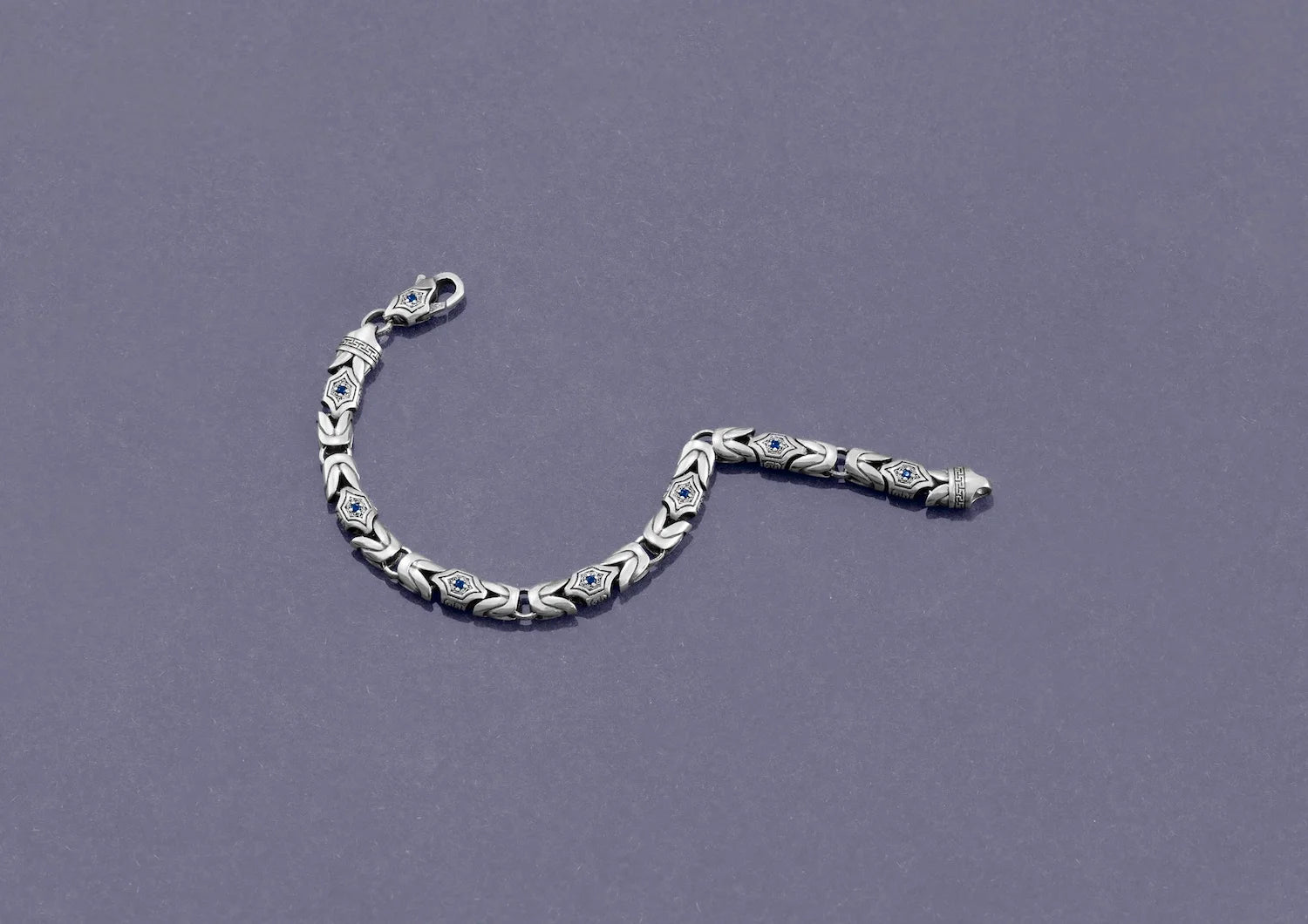 Hexa Crown Bracelet For Men In Blue Stone