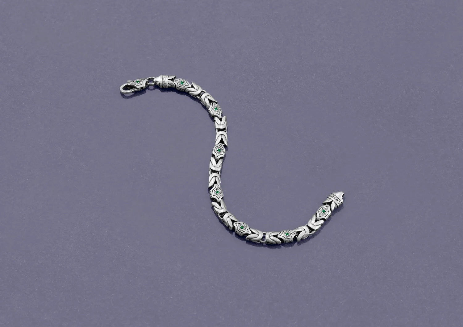 Hexa Crown Bracelet For Men In Green Stone