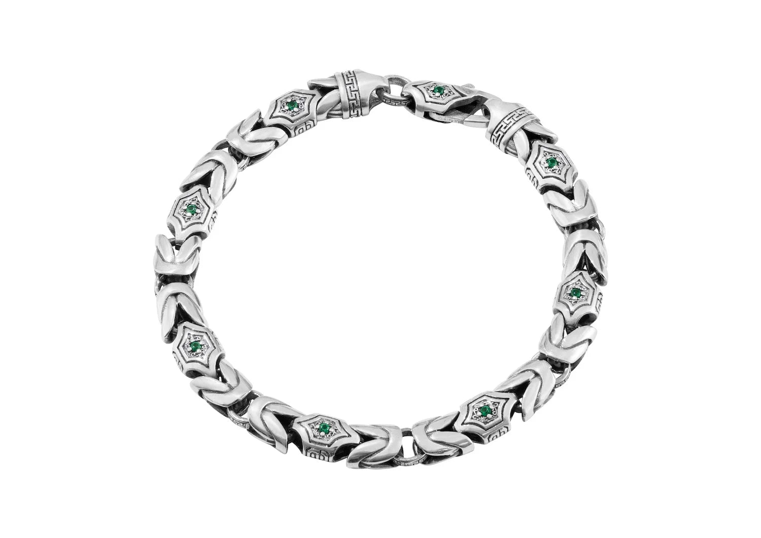 Hexa Crown Bracelet For Men In Green Stone