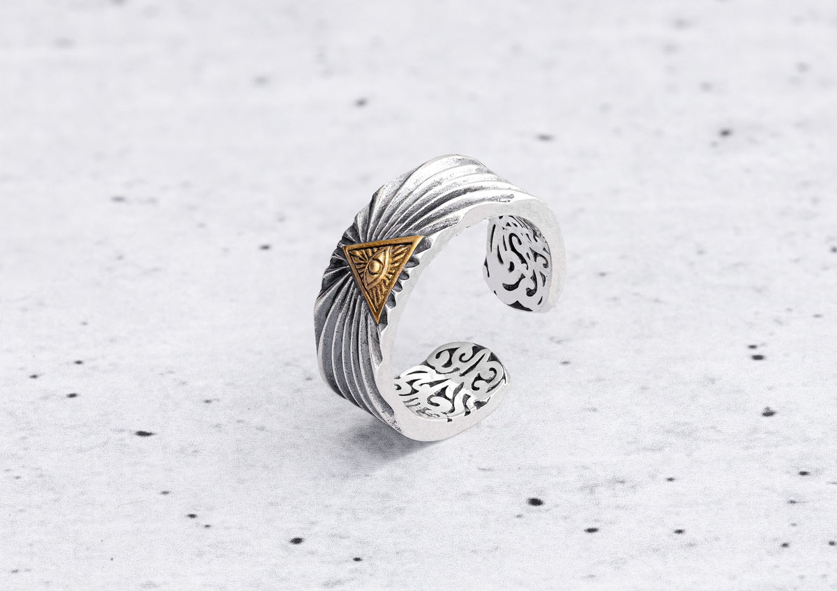 Shop Eye of Providence Illuminati Ring In Oxidised Silver ORIONZ