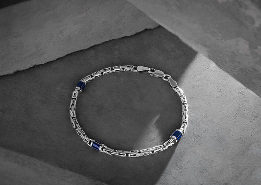 Indigo Crown Link Bracelet For Men By Orionz Jewels