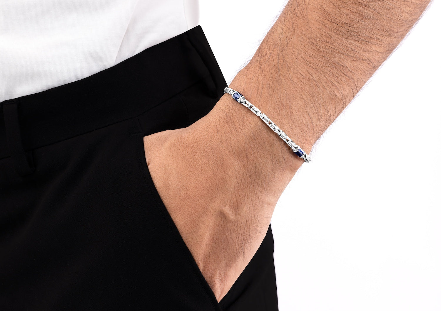 Indigo Crown Link Bracelet For Men By Orionz Jewels