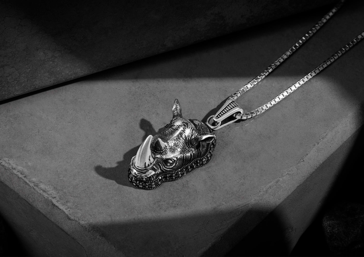 Majestic Rhino Silver Pendant And Locket For Men By Orionz Jewels