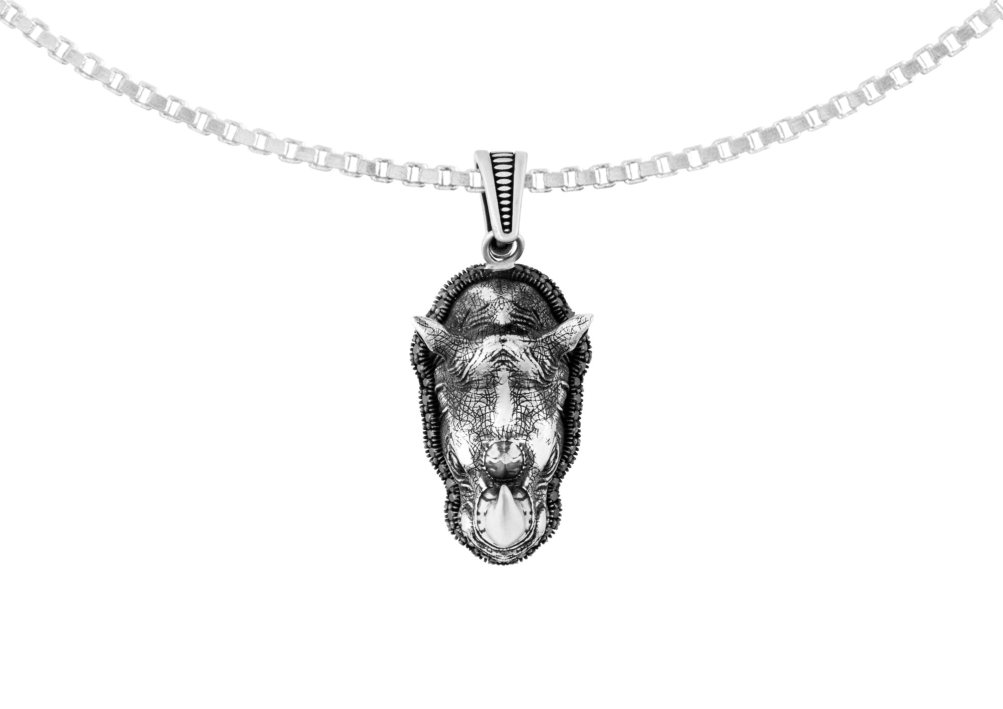 Majestic Rhino Silver Pendant And Locket For Men By Orionz Jewels