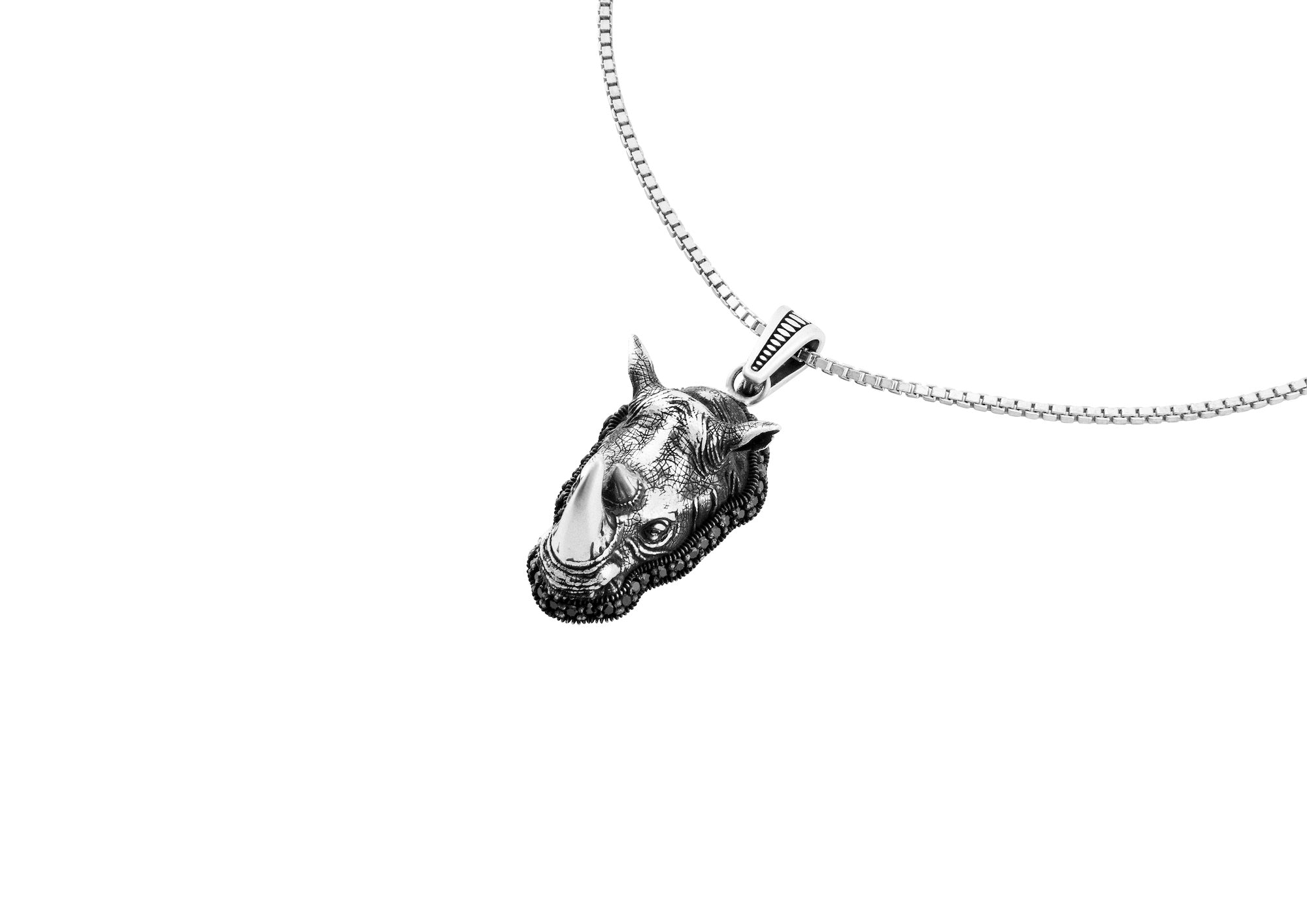Majestic Rhino Silver Pendant And Locket For Men By Orionz Jewels