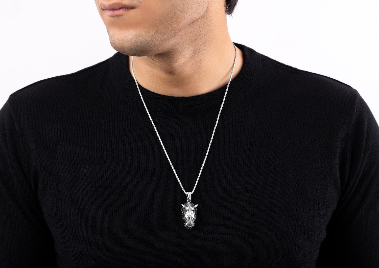 Majestic Rhino Silver Pendant And Locket For Men By Orionz Jewels