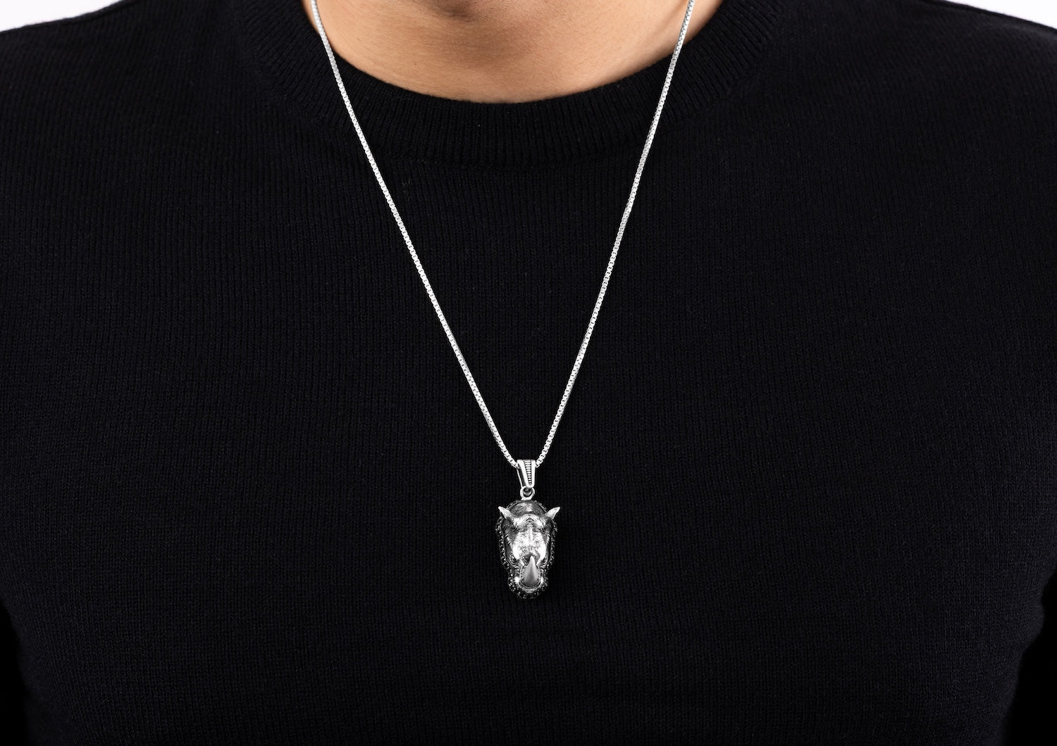 Majestic Rhino Silver Pendant And Locket For Men By Orionz Jewels