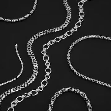 Silver chain on a black background