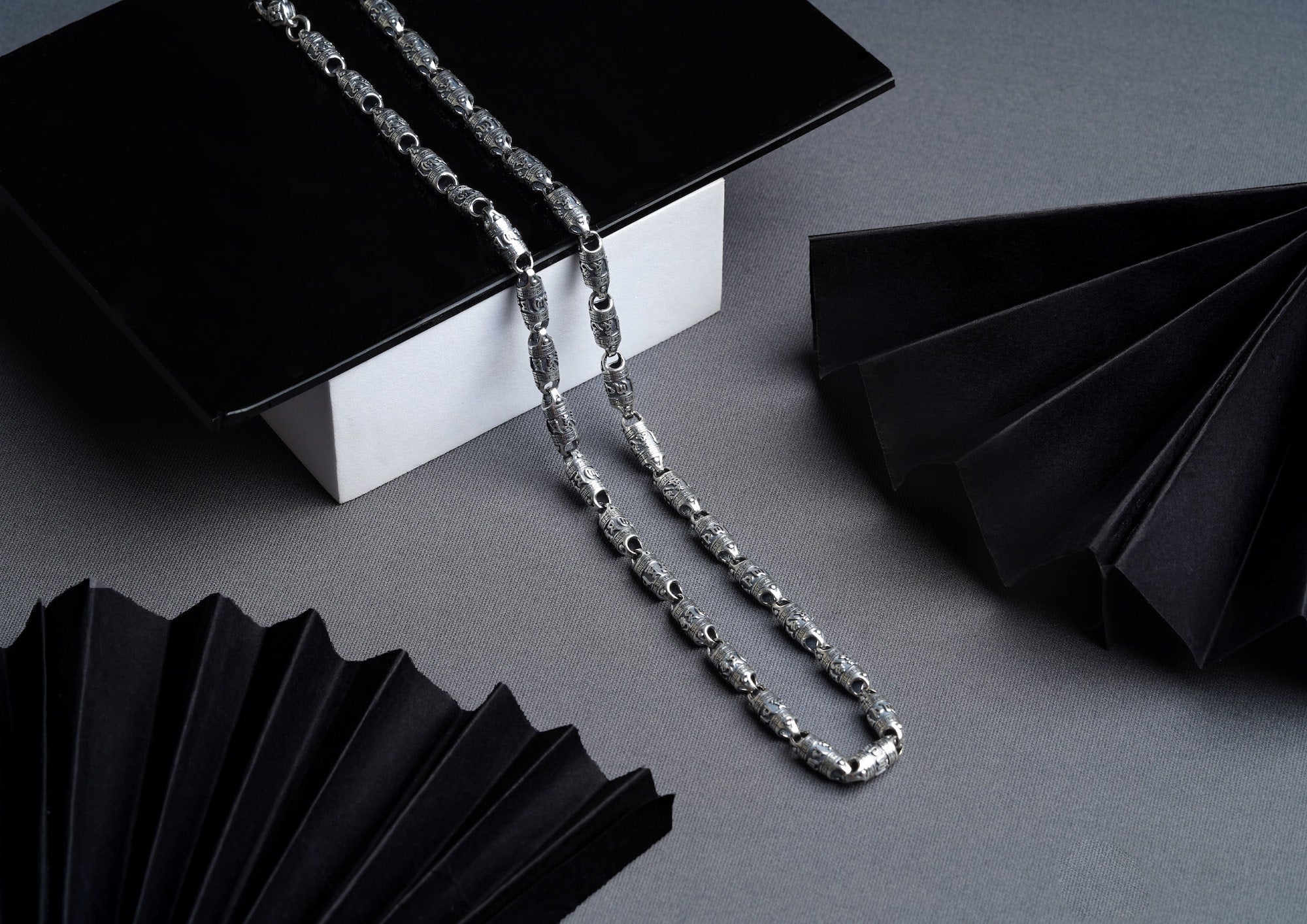 Om Mani Barrel Link Chain For Men By Orionz Jewels