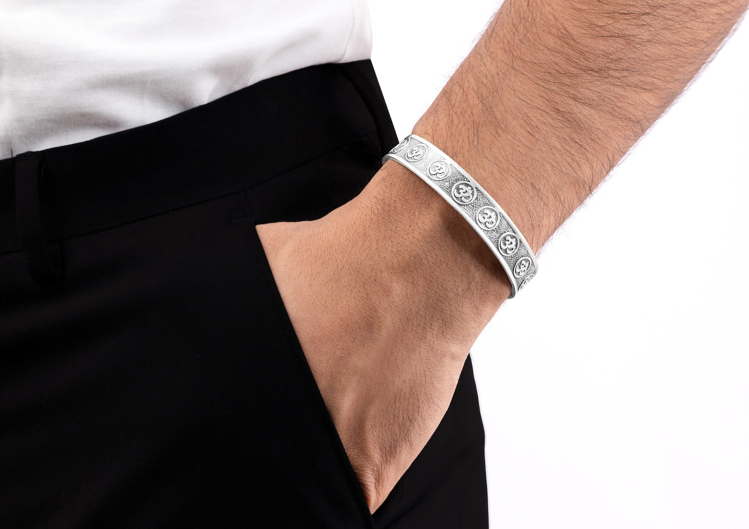 Omkar Sterling Silver Kada For Men By Orionz Jewels