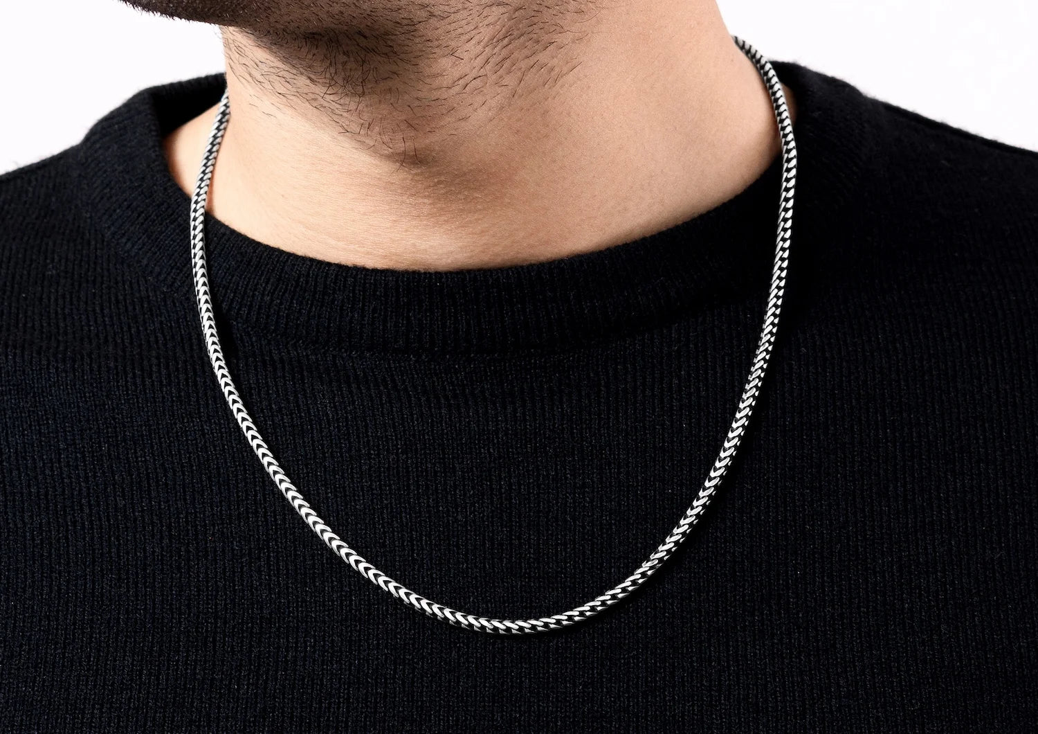 Oxidised Herringbone Chain For Men By Orionz Jewels