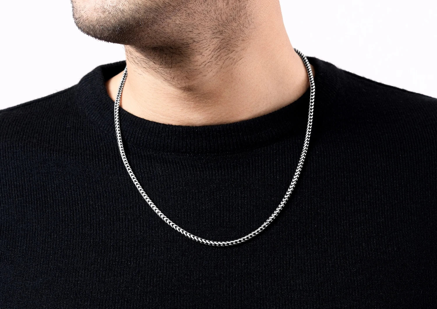 Oxidised Herringbone Chain For Men By Orionz Jewels