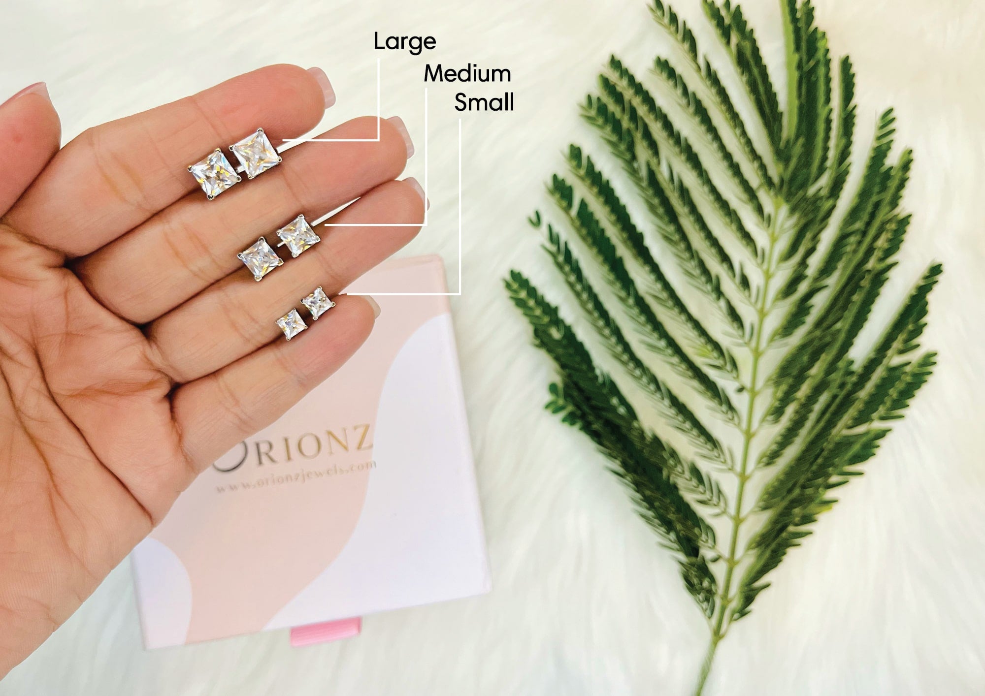 Princess Square Ear Studs For Women