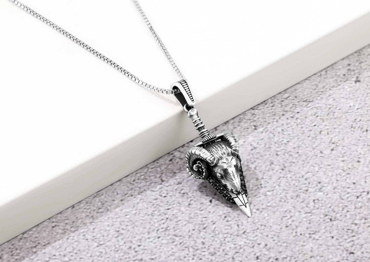 Ram's Head Warrior Silver Pendant And Locket For Men By Orionz Jewels