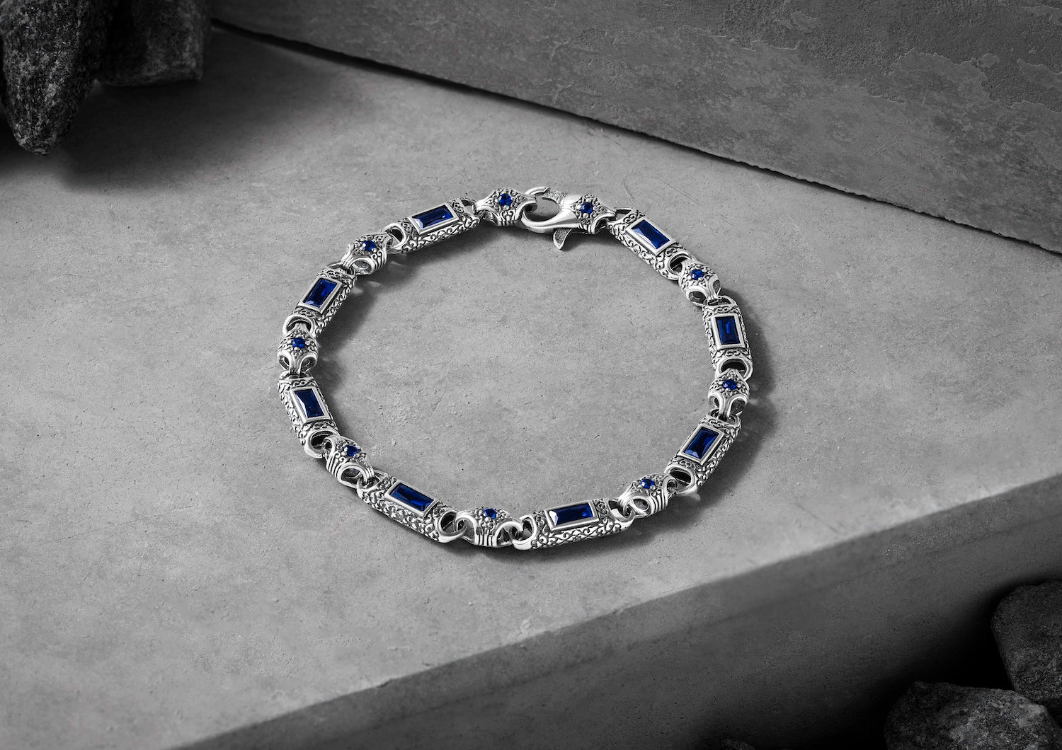 Regal Prism Bracelet For Men In Blue Stone By Orionz Jewels