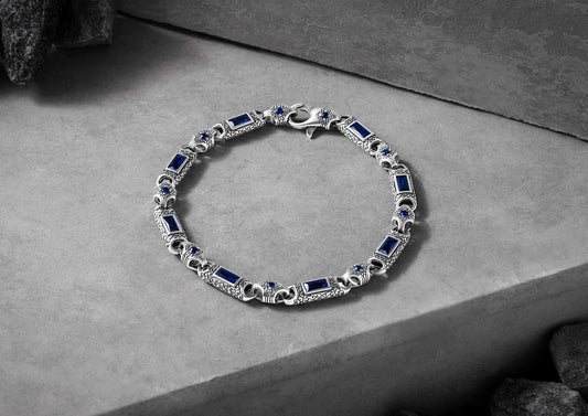 Regal Prism Bracelet For Men In Blue Stone By Orionz Jewels