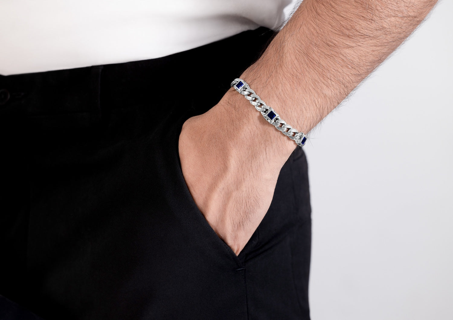 Royal Crest Bracelet For Men In Blue Stone