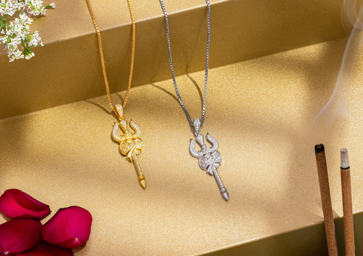 Buy Lord Shiva Gold Trishul Pendant ORIONZ