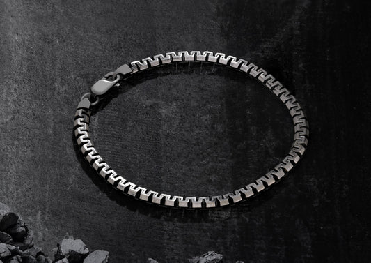 Sleek Ripple Unisex Silver Bracelet By Orionz Jewels