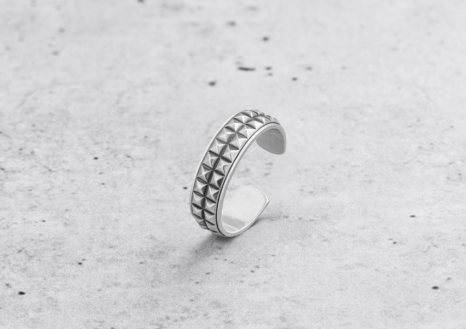 Steel Grid Silver Ring