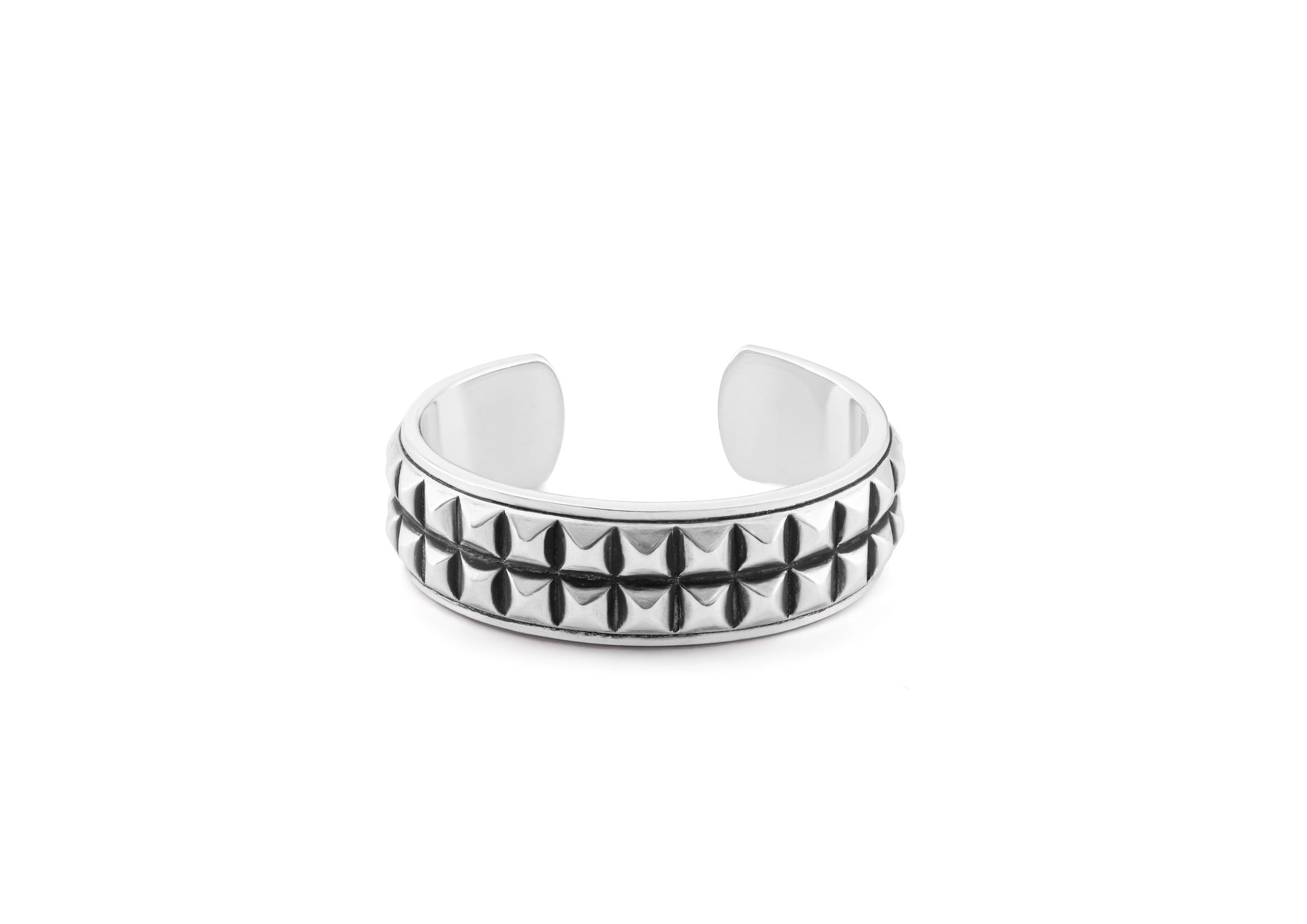 Steel Grid Silver Ring