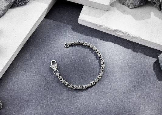 The Modern Monk Oxidised Silver Swastik Bracelet For Men By Orionz Jewels