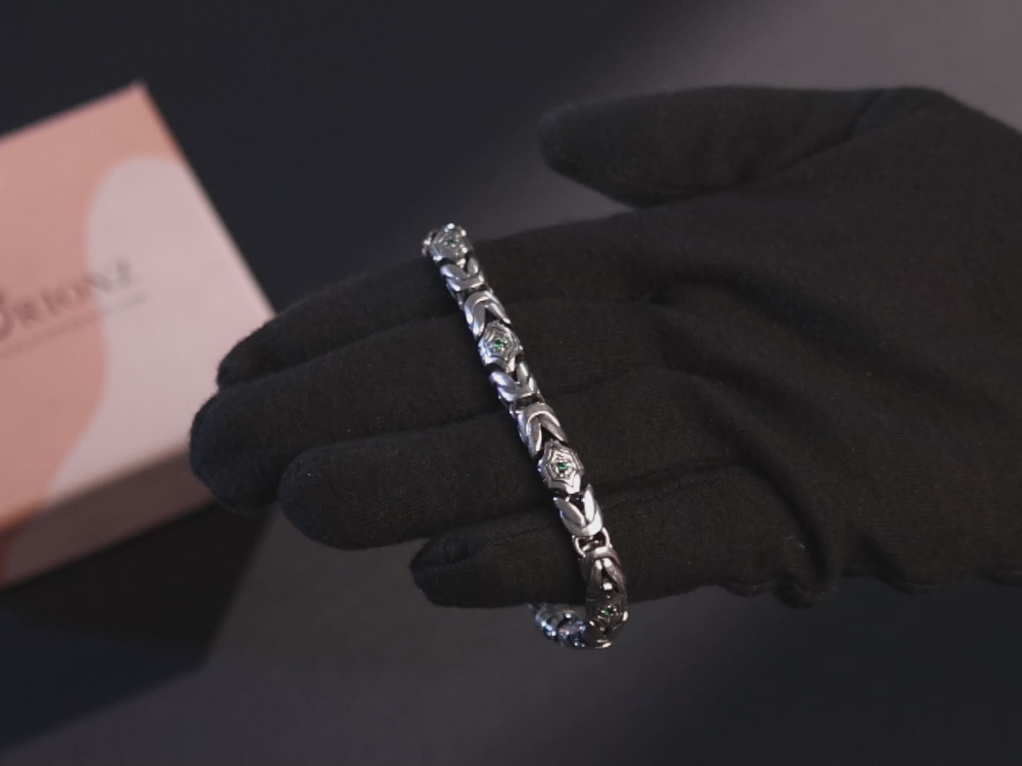 Hexa Crown Bracelet For Men In Green Stone