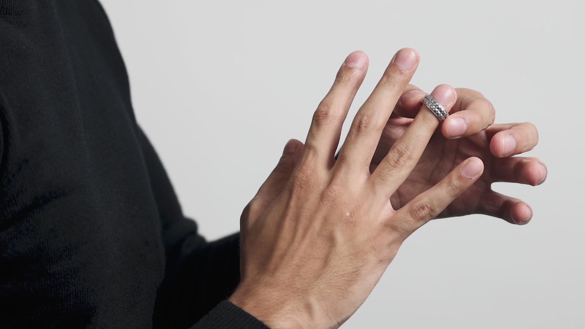 Steel Grid Silver Ring