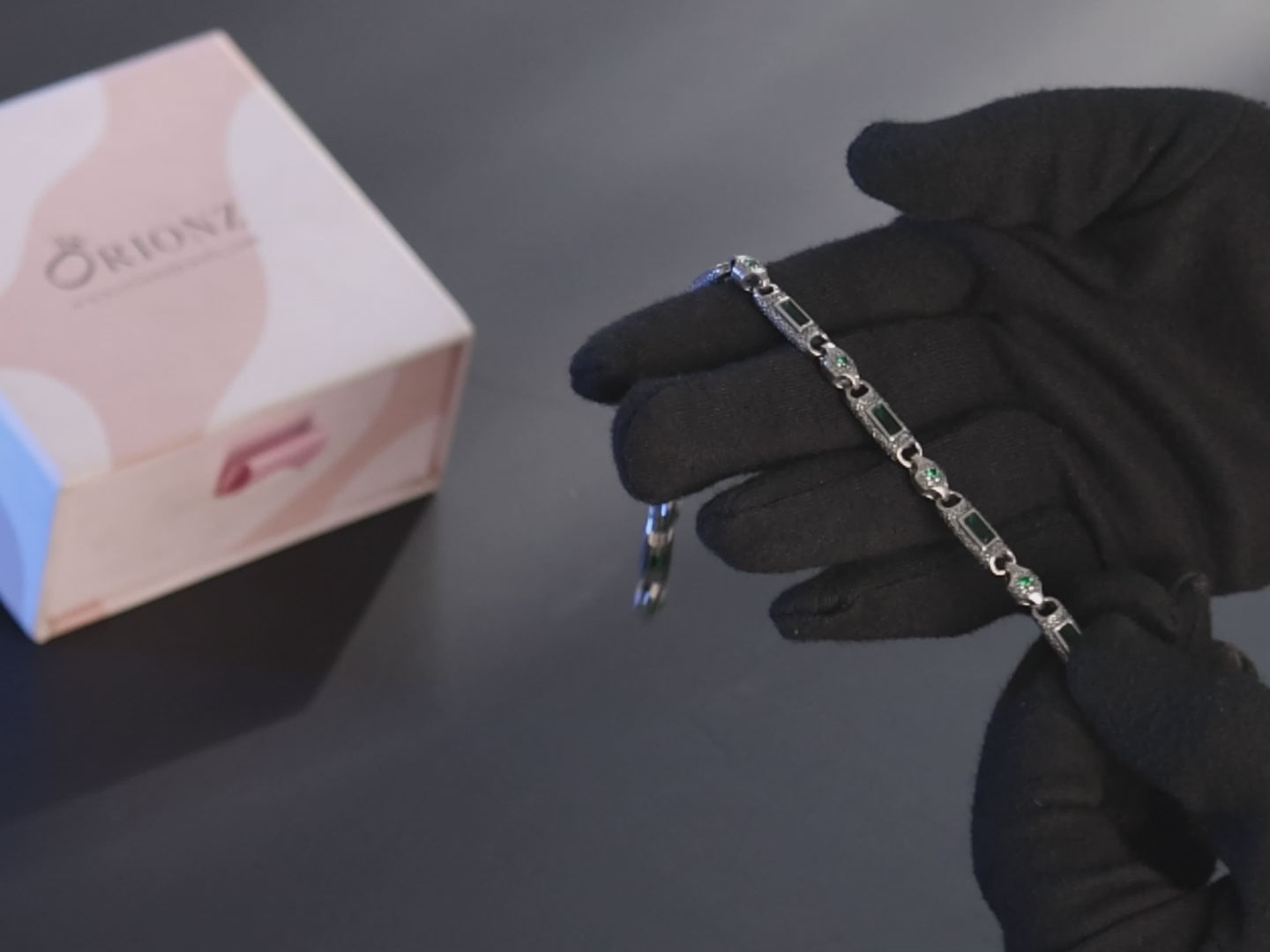 Regal Prism Bracelet For Men In Green Stone By Orionz Jewels