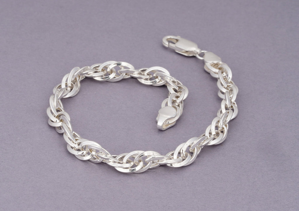 Intertwined Rope Sterling Silver Link Bracelet For Men By Orionz Jewels
