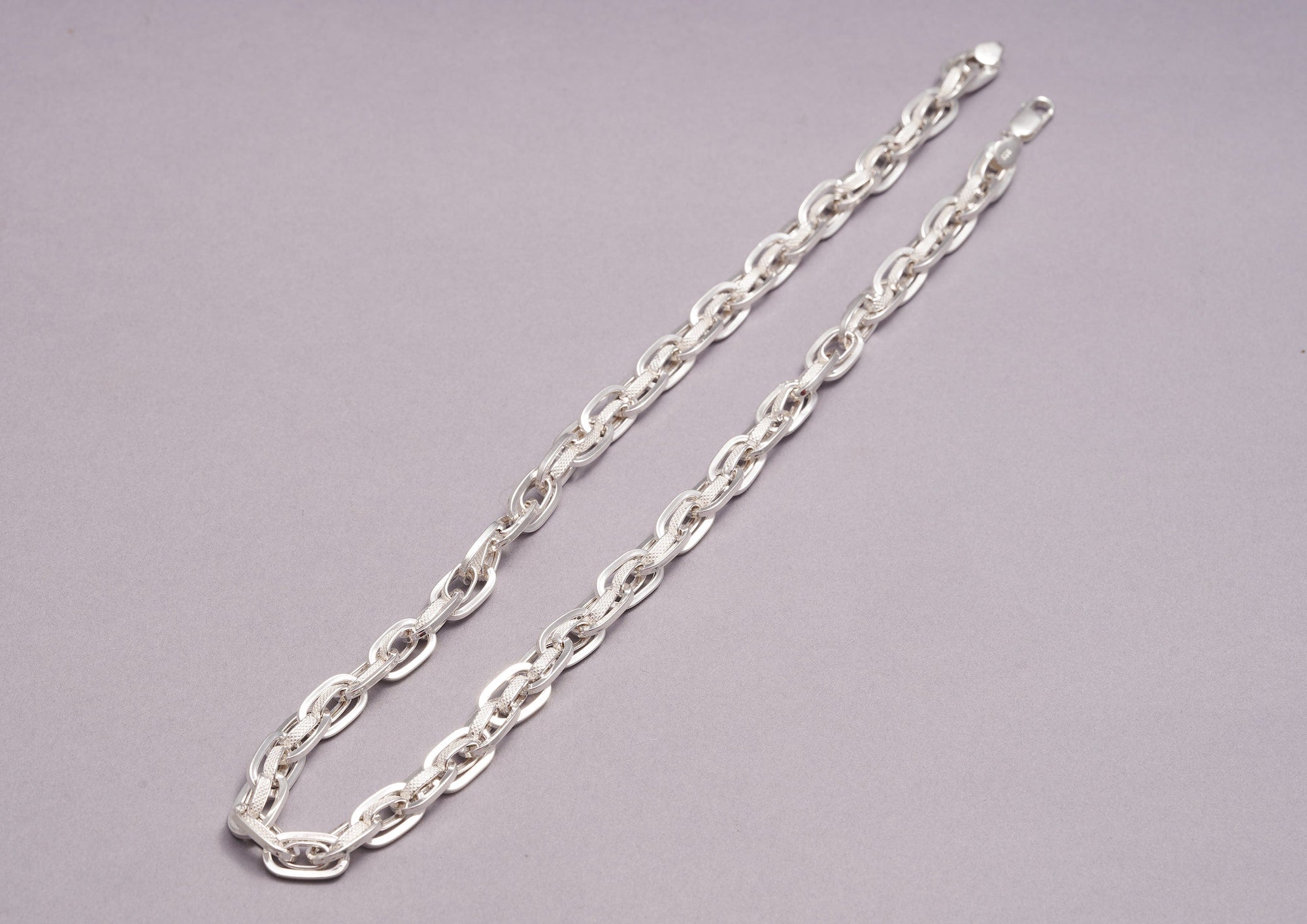 Textured Dual Link 925 Silver Chain For Men By Orionz Jewels