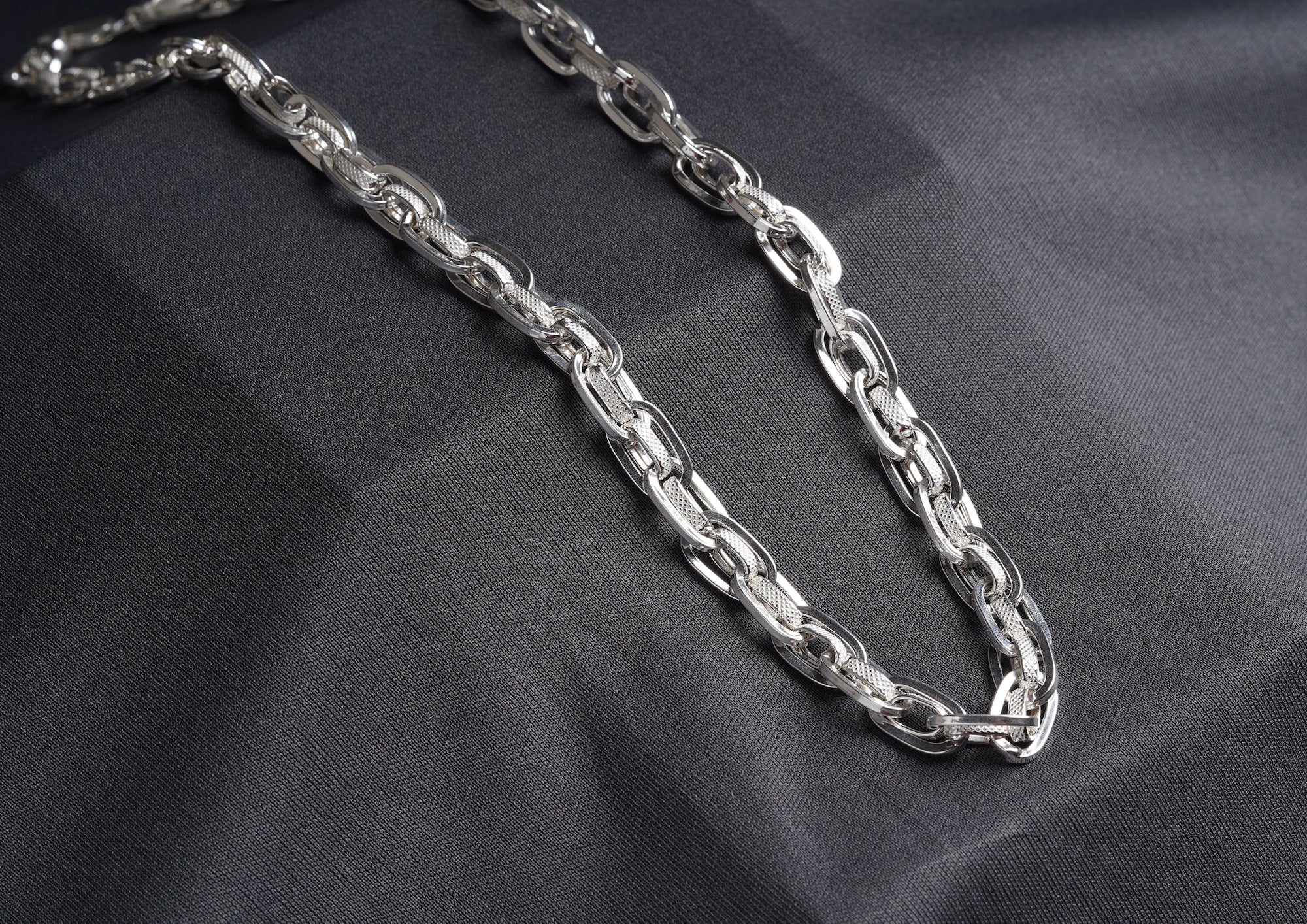 Textured Dual Link 925 Silver Chain For Men By Orionz Jewels