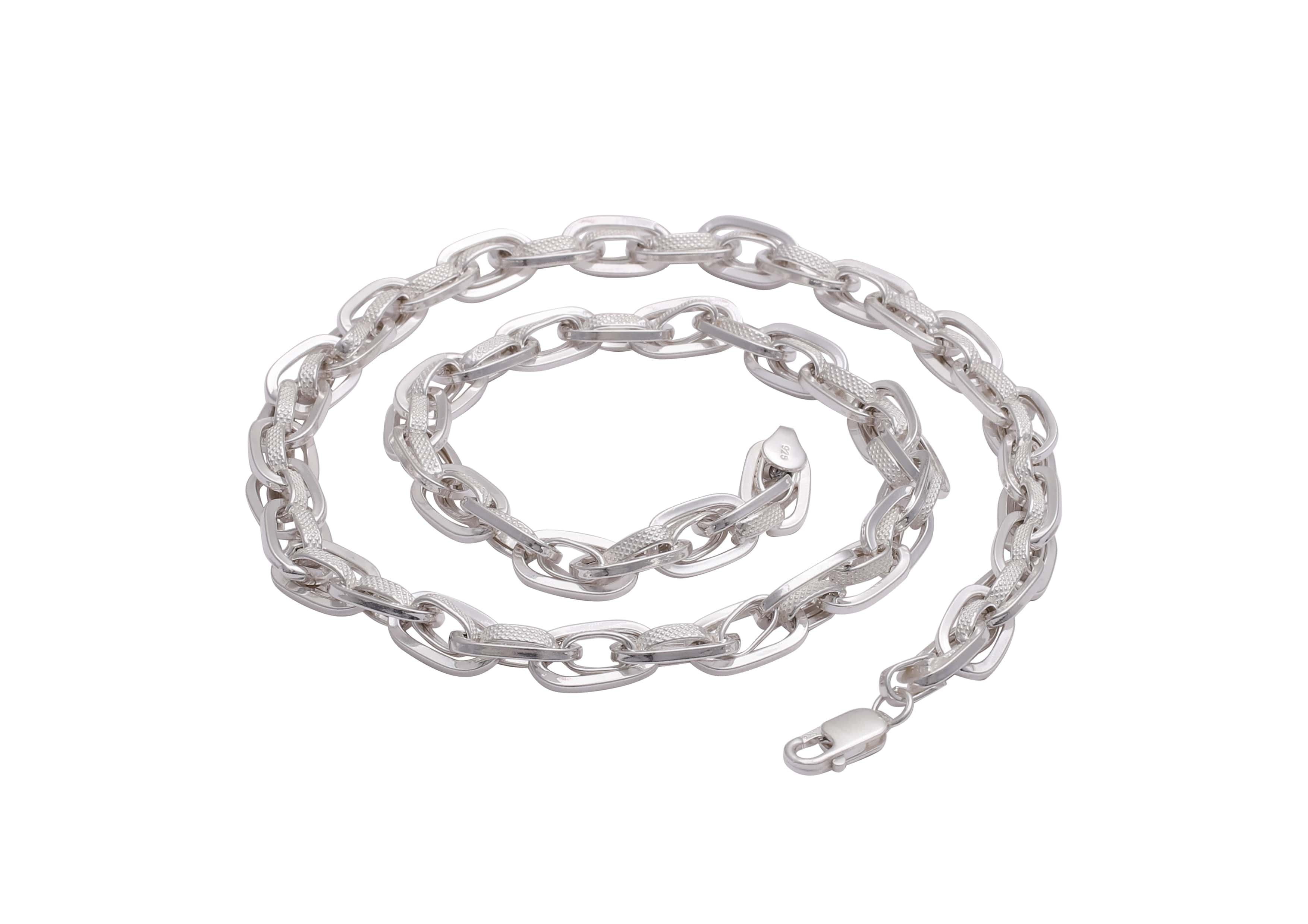 Textured Dual Link 925 Silver Chain For Men By Orionz Jewels